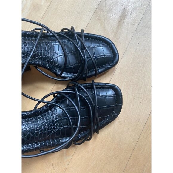 CIRCUS NY Sam Edelman BNWOT "Blanche" lace up strappy heels black sz 7.5 - Picture 4 of 10